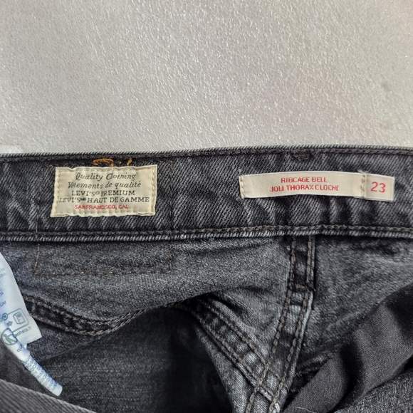 Levis Ribcage Bell Jeans Charcoal Black Size 23 - Picture 5 of 14